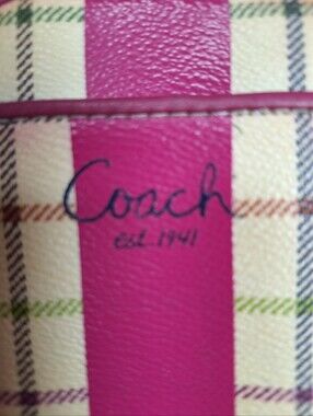 Coach Mini Learher wristlet Cream Plaid  Y2K